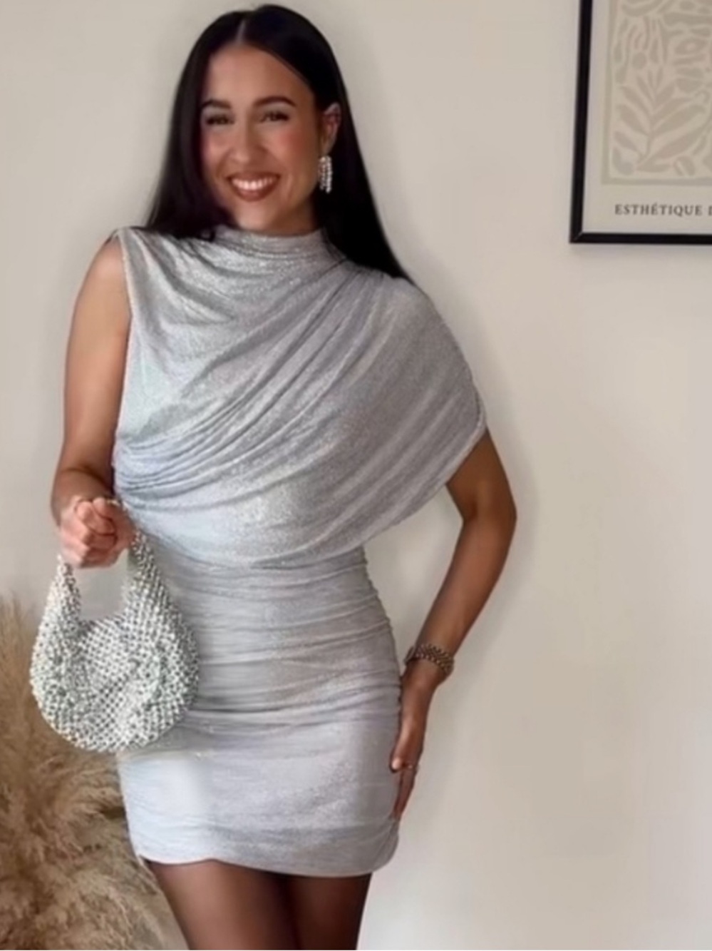 Zara SHORT MESH DRESS WITH RHINESTONE CAPE - Picture 7 of 16
